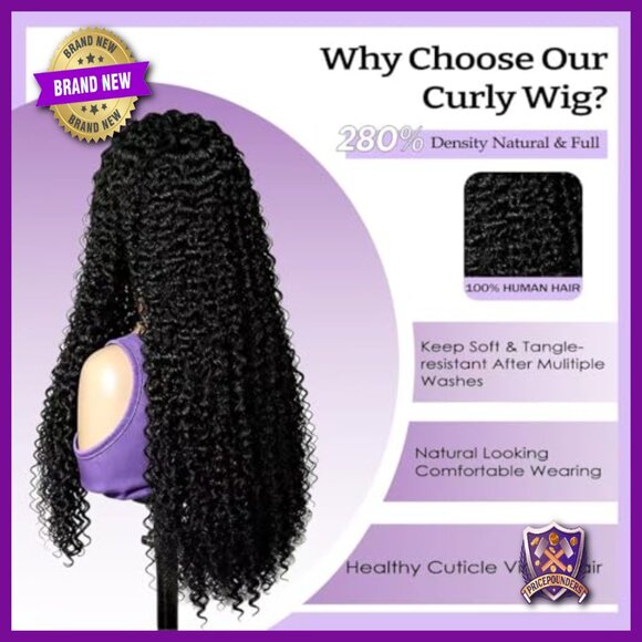 13x6 HD Lace Front Wig Human Hair 32in Curly Wave Glueless Pre Plucked